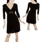Black Longsleeve Dress with Jeweled Waist